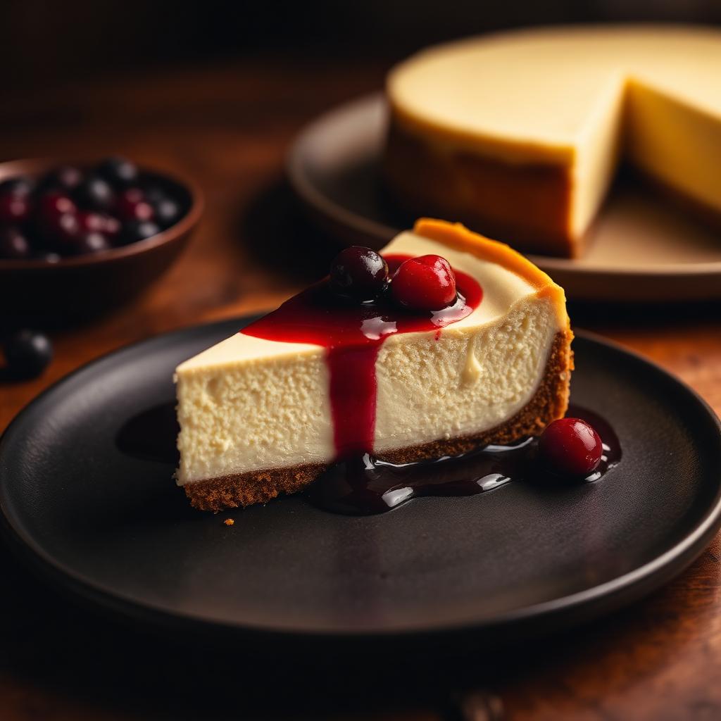 Berry compote cheesecake slice