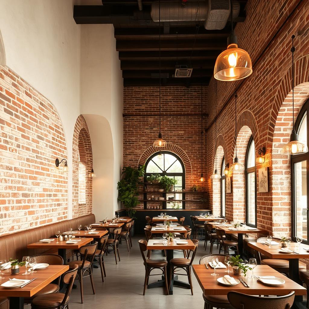 Modern rustic interiors with exposed brick